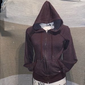 PINK VICTORIA’S SECRET BROWN ZIPPER DOWN HOODIE XS